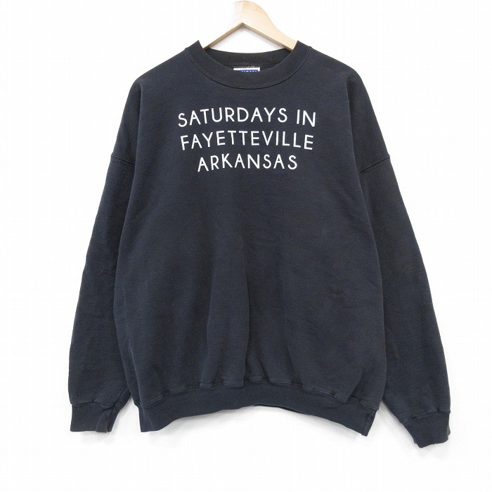 XL★古着 ヘインズ 長袖 スウェット メンズ 00年代 00s SATURDAYS 大きいサイズ クルーネック 黒 26apr07