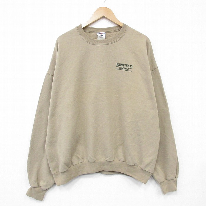 XL★古着 ジャージーズ 長袖 スウェット メンズ 00年代 00s ベンフィールド 大きいサイズ クルーネック ベージュ 26apr07