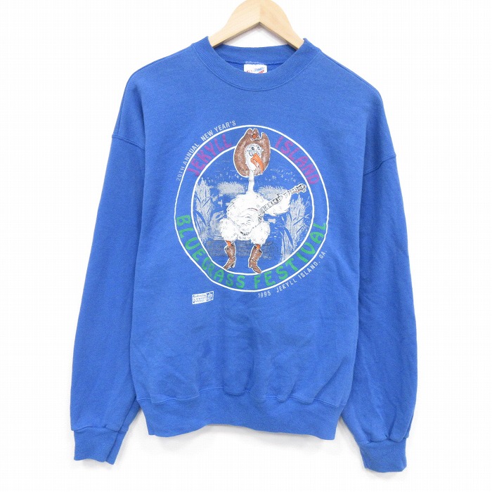 ヘインズ 90s 長袖スウェット ブルーグラスフェスティバル ブルー メンズL相当 | 古着