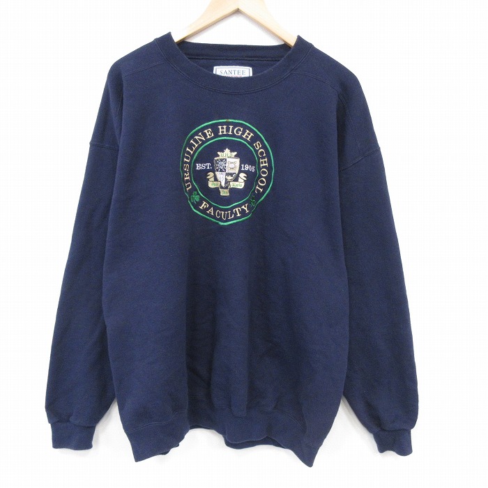 90s 長袖スウェット FACULTY 刺繍 ネイビー メンズXL相当 | 古着