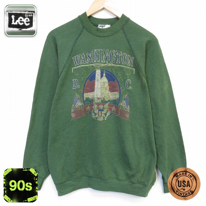 リー 90s 長袖スウェット ワシントンDC グリーン メンズL相当 | 古着
