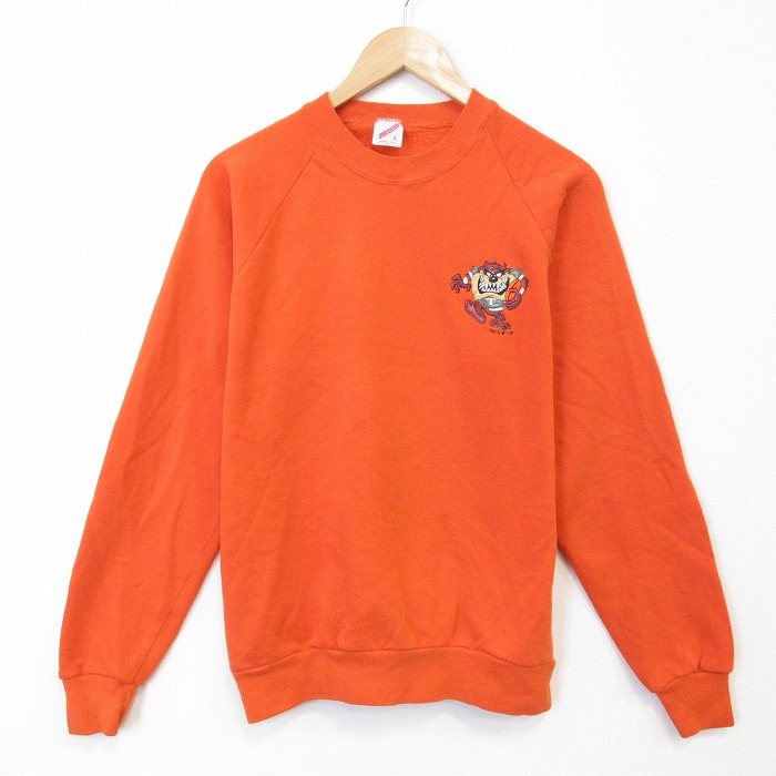 ジャージーズ 80s 長袖スウェット ルーニーテューンズタズ オレンジ メンズM相当 | 古着