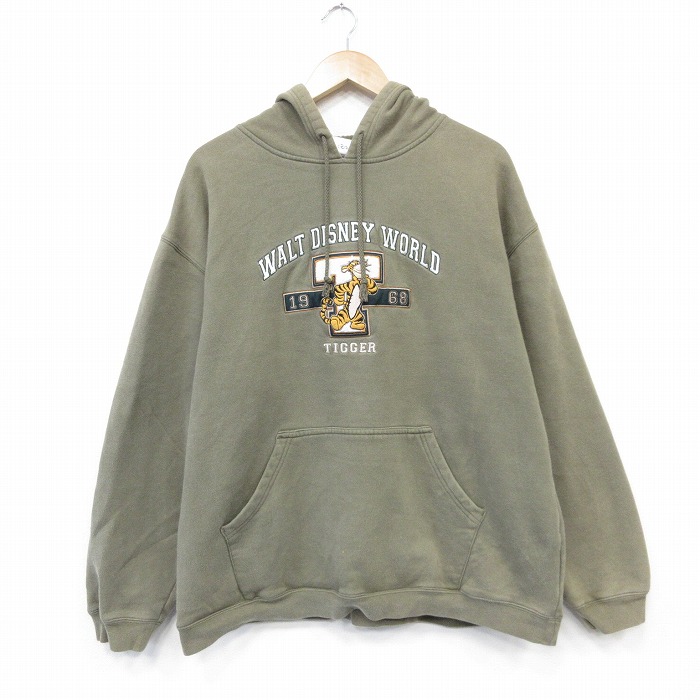 【20％OFF】ディズニー 00s 長袖パーカー くまのプーさん グリーン メンズXL相当 | 古着
