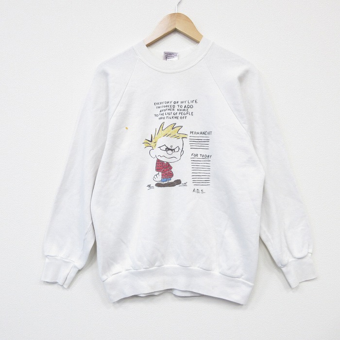 オニータ 90s 長袖スウェット メッセージ ホワイト メンズM相当 | 古着