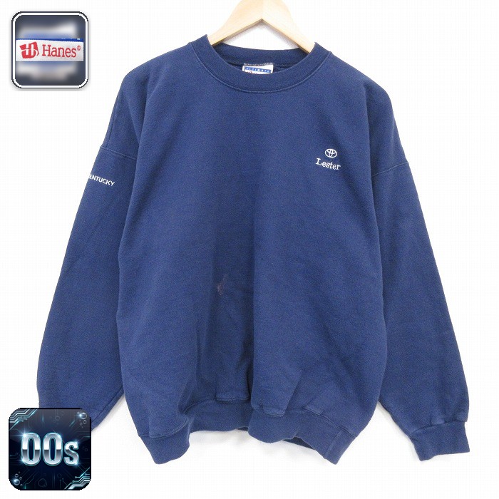 【20%OFF】ヘインズ 00s 長袖スウェット トヨタ ネイビー メンズXL相当 | 古着