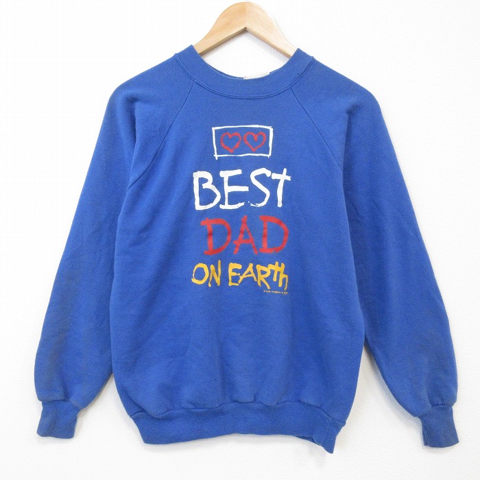 80s ラグランスウェット BEST ブルー メンズS相当 | 古着