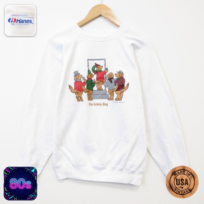 ヘインズ 80s 長袖スウェット 犬 ホワイト メンズM相当 | 古着