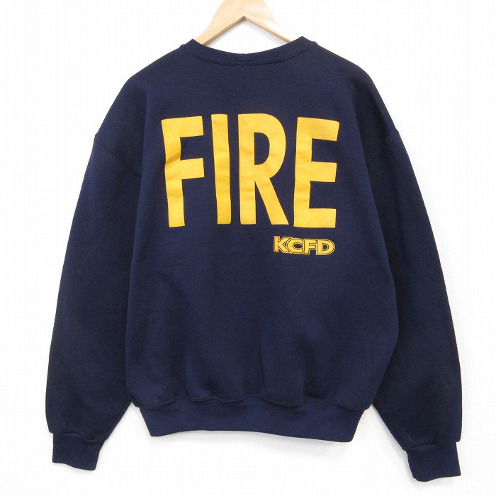 90s 長袖スウェット FIRE ネイビー メンズXL相当 | 古着