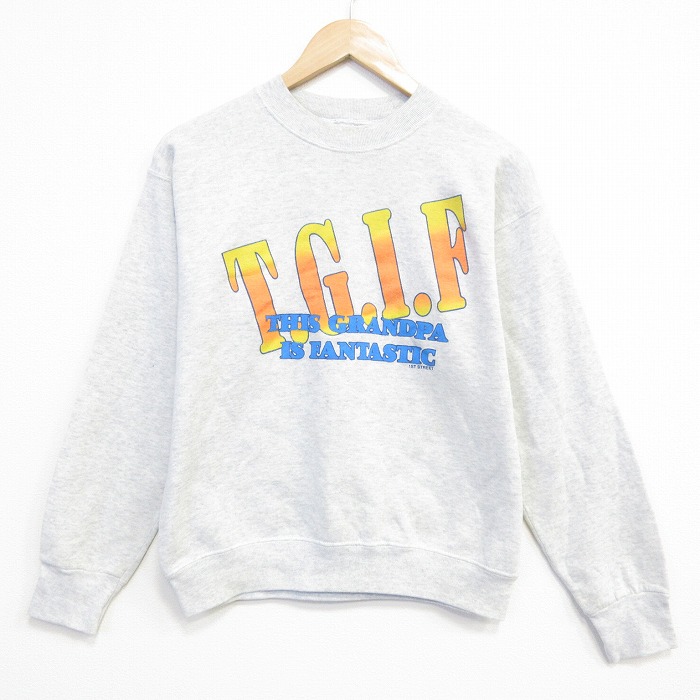 フルーツオブザルーム 90s 長袖スウェット TGIF グレー メンズM相当 | 古着