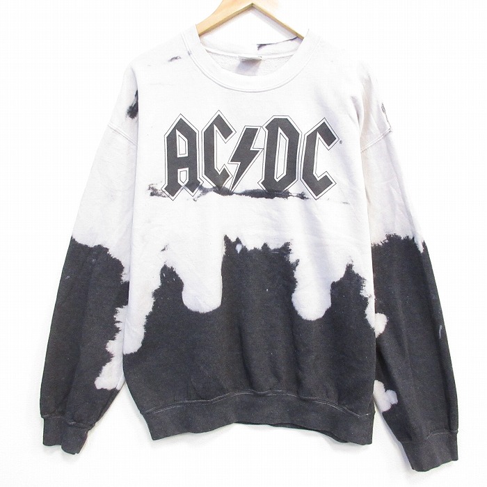 AC/DC 長袖スウェット ブリーチ加工 グレー XL | 古着