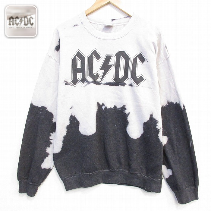 【20%OFF】AC/DC 長袖スウェット ブリーチ加工 グレー メンズXL相当 | 古着