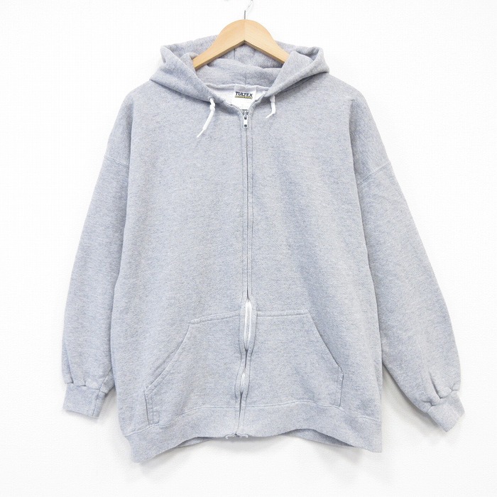 TULTEX 90s 長袖フルジップスウェット 霜降り グレー メンズXL相当 | 古着