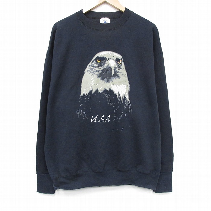 90s 長袖スウェット 鳥 ブラック メンズXL相当 | 古着