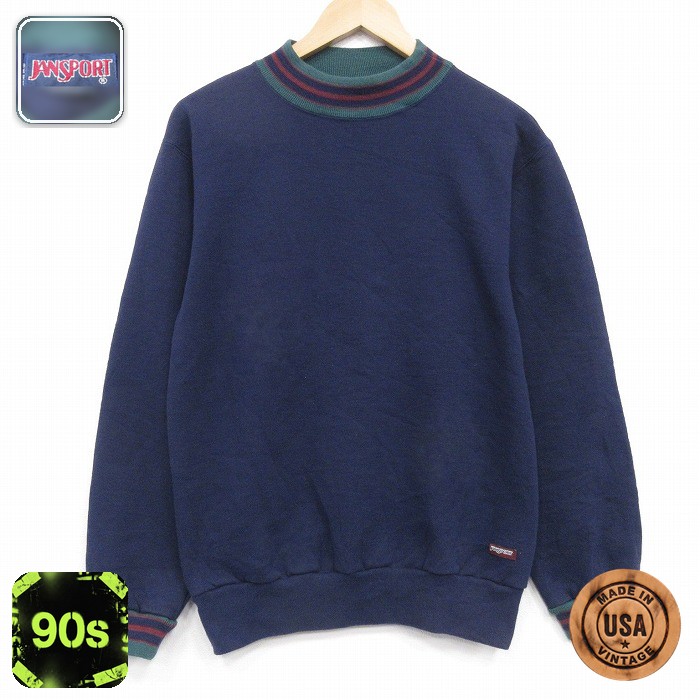 【20%OFF】ジャンスポーツ 90s 長袖スウェット モックネック ネイビー メンズM相当 | 古着