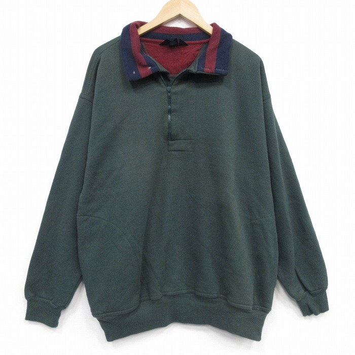 ランズエンド 00s 長袖ハーフジップスウェット グリーン メンズXL相当 | 古着