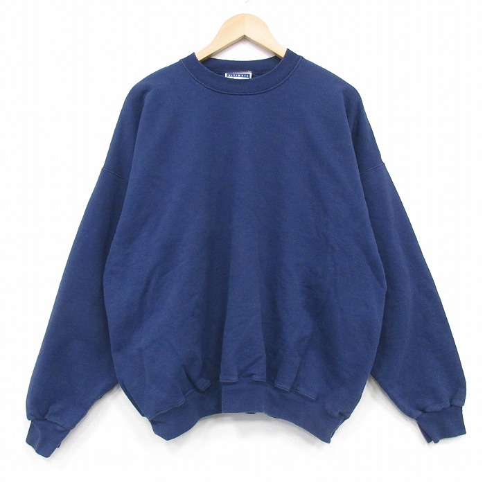 XL★古着 ヘインズ 長袖 スウェット メンズ 00年代 00s 無地 大きいサイズ クルーネック 紺 26apr22