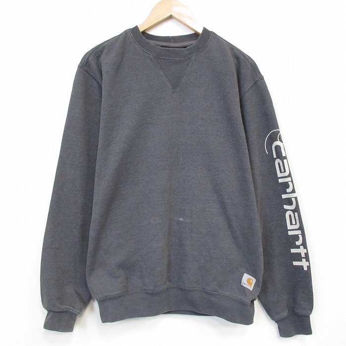 M★古着 長袖 スウェット メンズ クルーネック グレー 霜降り【spe】 26apr23