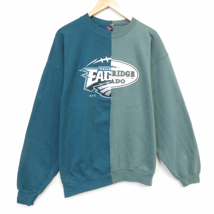 【20%OFF】長袖スウェット ツートンカラー グリーン メンズXL相当 | 古着