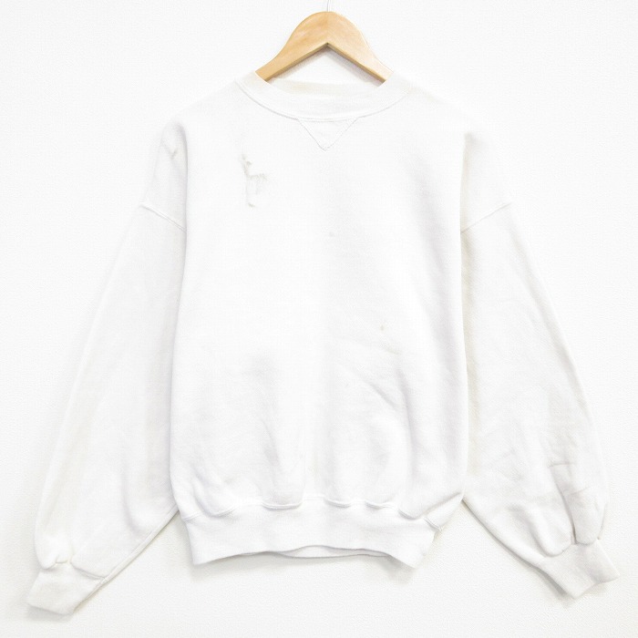 XL★古着 ヘインズ 長袖 スウェット メンズ 90年代 90s 無地 クルーネック USA製 白 26apr23