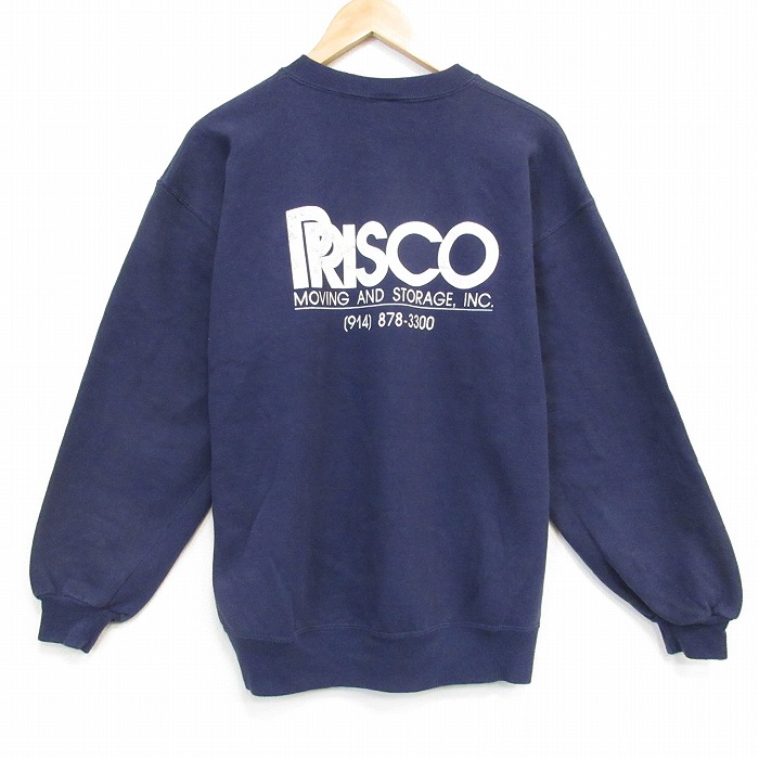 L★古着 ジャージーズ 長袖 スウェット メンズ 90年代 90s PRISCO クルーネック USA製 紺 26apr23