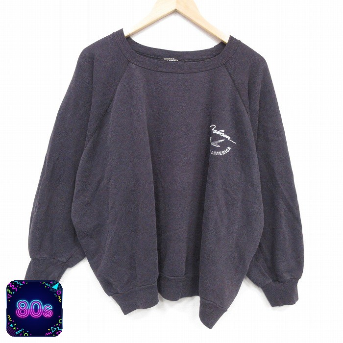 【20%OFF】ファルコン 80s ラグランスウェット ブラック メンズXL相当 | 古着