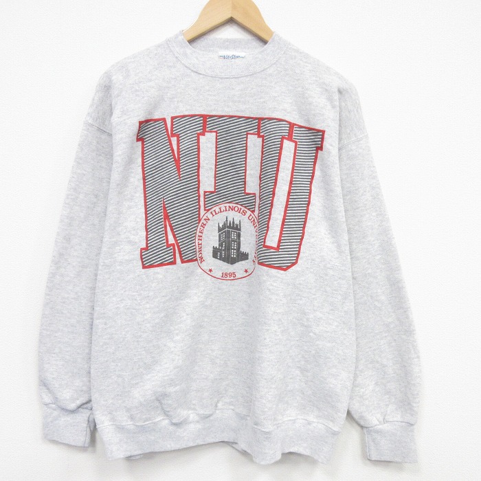 NIU 90s 長袖スウェット カレッジ グレー メンズXL相当 | 古着