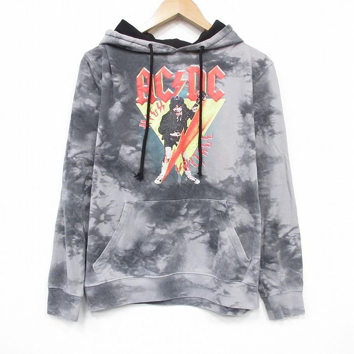 AC/DC 長袖スウェットパーカー タイダイ グレー メンズM相当 | 古着