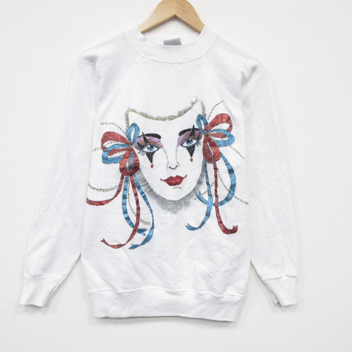 S★古着 ヘインズ 長袖 スウェット メンズ 90年代 90s ピエロ ラグラン クルーネック USA製 白 26apr20