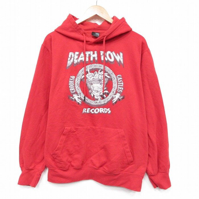 L★古着 長袖 ヒップ ホップ ラップ スウェット パーカー メンズ デスロウ エンジ 26apr20