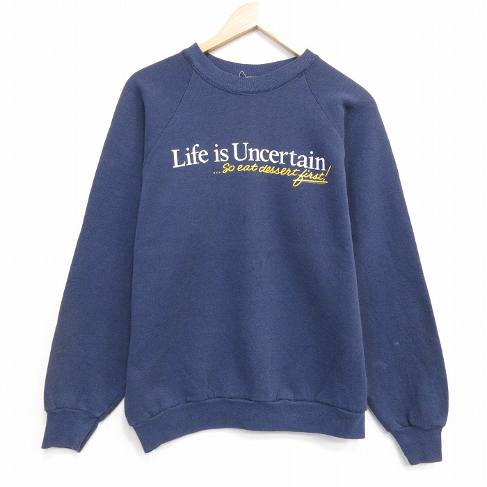 フルーツオブザルーム 80s 長袖スウェット Life ネイビー メンズM相当 | 古着