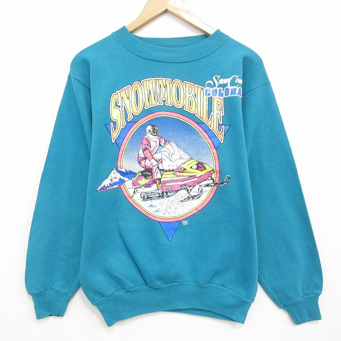 90s 長袖スウェット スノーモービル ライトブルー メンズM相当 | 古着