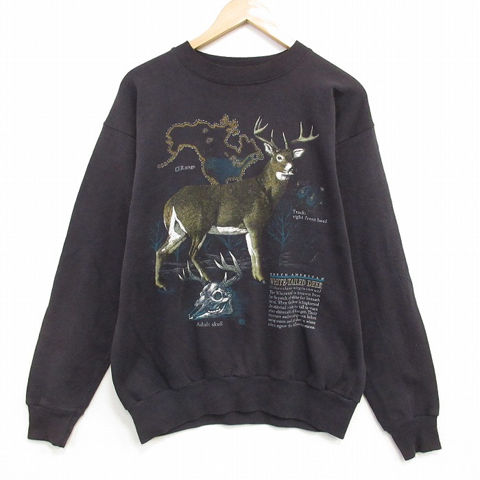 90s 長袖スウェット シカ ブラック メンズL相当 | 古着