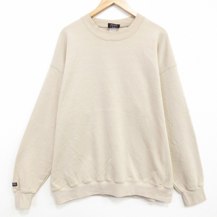 XL★古着 ジャンスポーツ 長袖 スウェット メンズ 00年代 00s 無地  大きいサイズ クルーネック ベージュ 26apr27