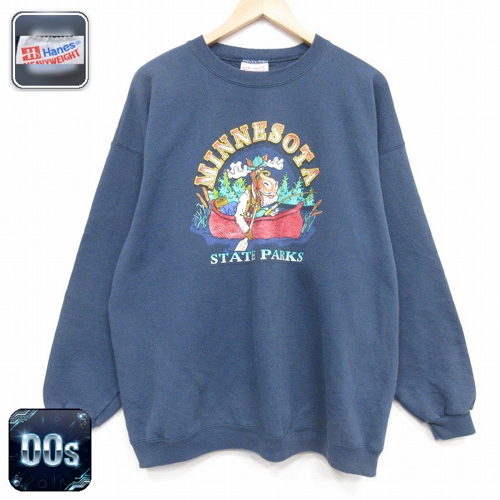 【20%OFF】ヘインズ 00s 長袖スウェット ミネソタ ネイビー メンズXL相当 | 古着