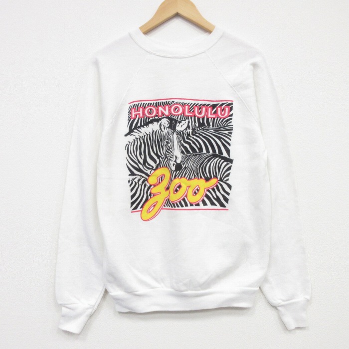 TULTEX 80s 長袖スウェット シマウマ ホワイト メンズM相当 | 古着
