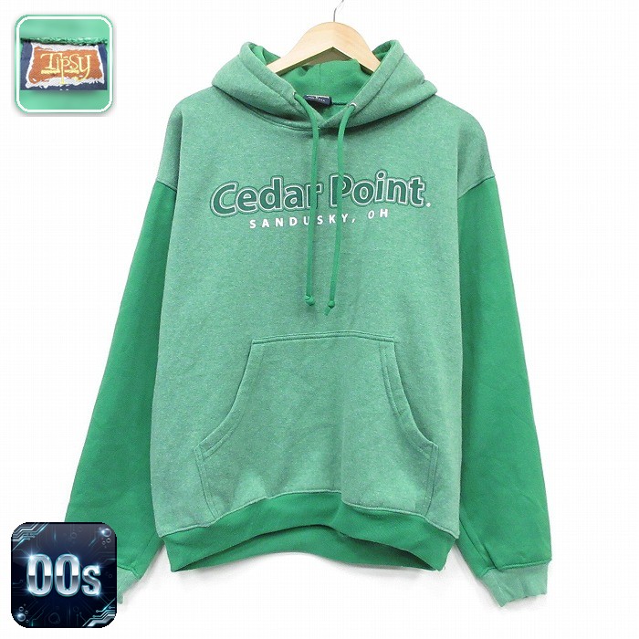 Cedar Point 00s 長袖スウェットパーカー グリーン メンズL相当 | 古着