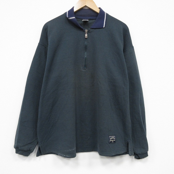 ラッセル 90s 長袖ハーフジップスウェット 濃緑 メンズXL相当 | 古着