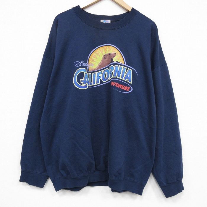 00s 長袖スウェット ディズニーカリフォルニアアドベンチャー ネイビー メンズXL相当 | 古着