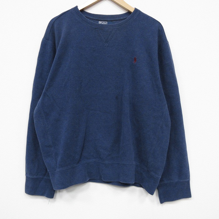 ラルフローレン 90s 長袖スウェット ワンポイントロゴ ネイビー メンズXL相当 | 古着