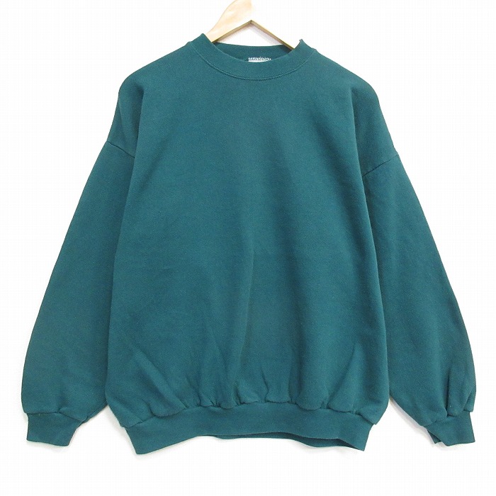 XL★古着 TULTEX 長袖 スウェット メンズ 90年代 90s 無地 クルーネック 緑 26apr28
