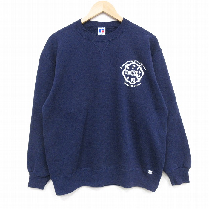 ラッセル 90s 長袖スウェット 消防署 ネイビー メンズL相当 | 古着