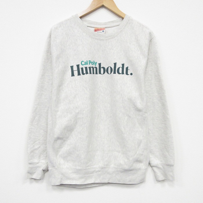 M★古着 MVスポーツ 長袖 スウェット メンズ 00年代 00s Humboldt リバースタイプ クルーネック 薄グレー 霜降り 26may02
