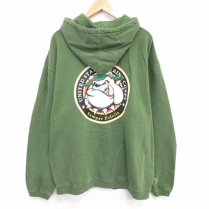 長袖フルジップスウェット グリーン XL | 古着