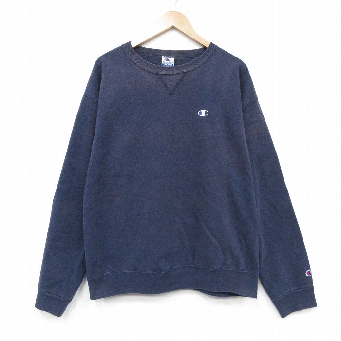 チャンピオン 90s 長袖スウェット ワンポイントロゴ ネイビー XL | 古着