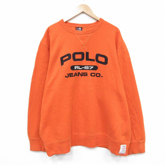 ラルフローレン 長袖スウェット ビッグロゴ オレンジ XL | 古着