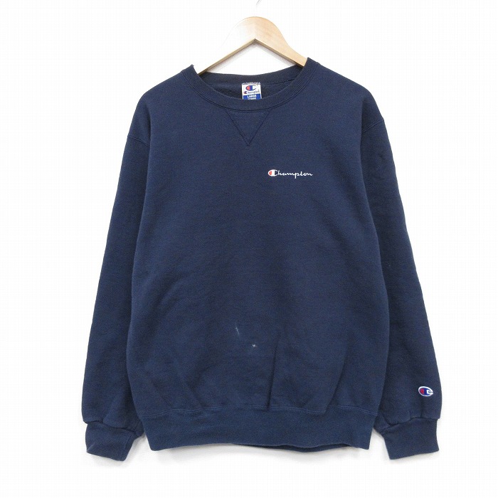 チャンピオン 90s 長袖スウェット ワンポイントロゴ ネイビー L | 古着