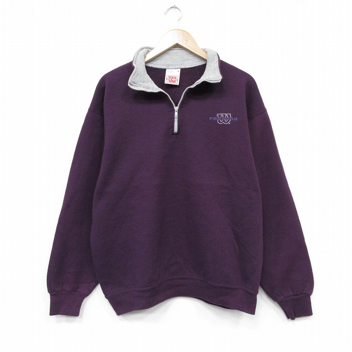 ウィルソン 90s 長袖スウェット ワンポイントロゴ パープル L | 古着