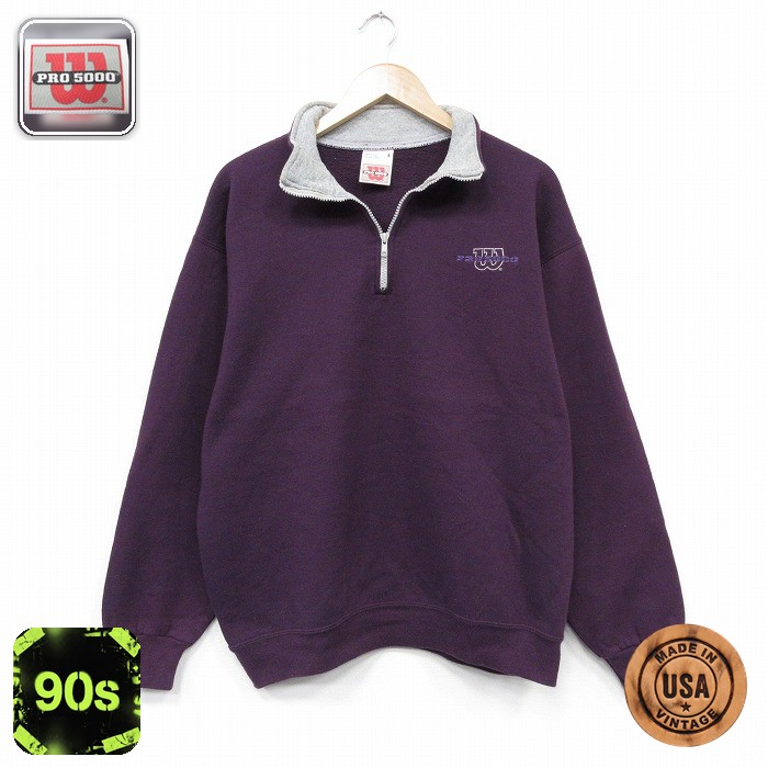 【20%OFF】ウィルソン 90s 長袖スウェット ワンポイントロゴ パープル メンズL相当 | 古着
