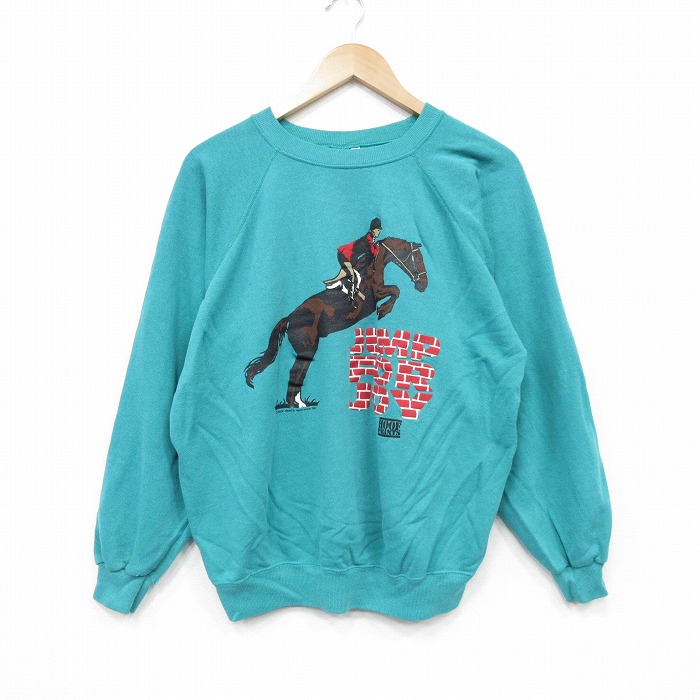ヘインズ 80s 長袖スウェット 馬術 グリーン L | 古着