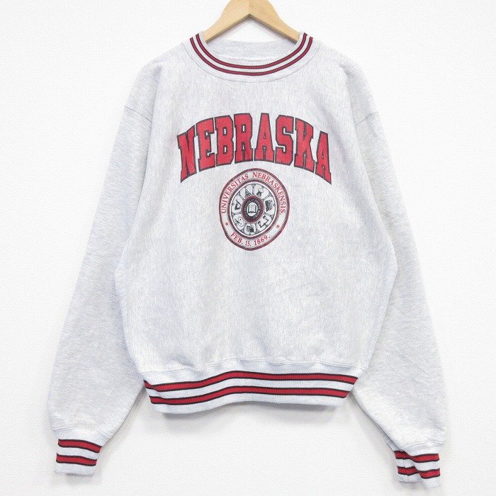 長袖スウェット ネブラスカカレッジ グレー XL | 古着